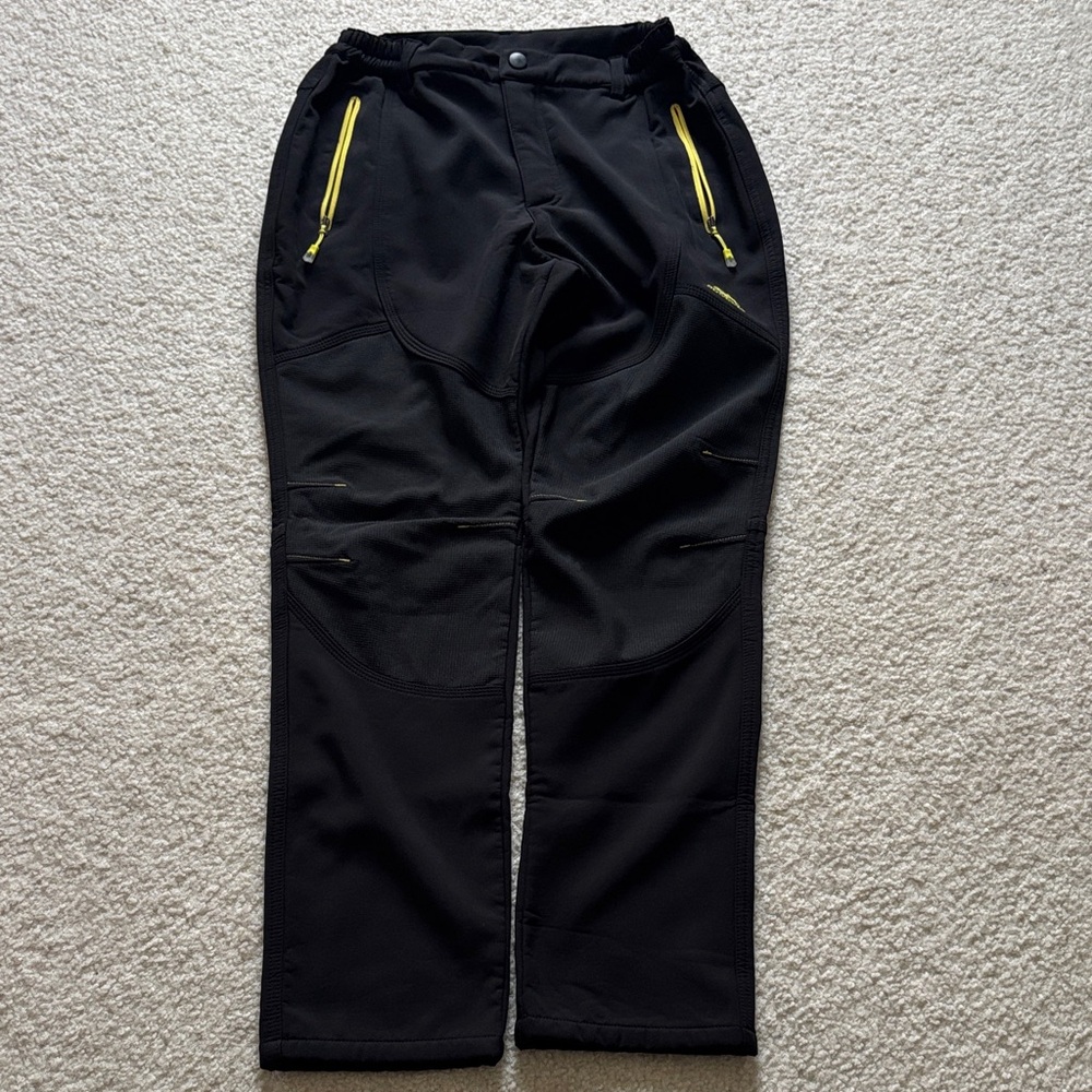 Men's Black Cargo Pants with Yellow Zippers
